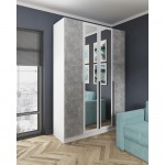 Шкаф Мадрид (1,6) с зеркалом белый/ателье светлое