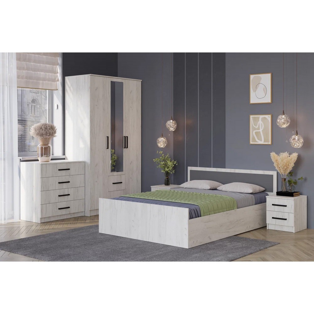 Спальня Фиеста, Дуб крафт белый. Компоновка 2