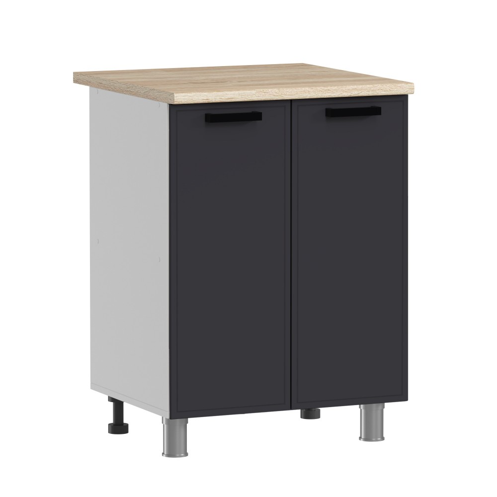 МК Аленушка Н 600 Магнолия Сталь,скоба черный (со столешницей)