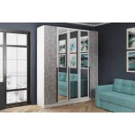 Шкаф Мадрид (2,0) с зеркалом белый/ателье светлое