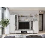 Стенка в гостиную МГС 5, цемент светлый/белый