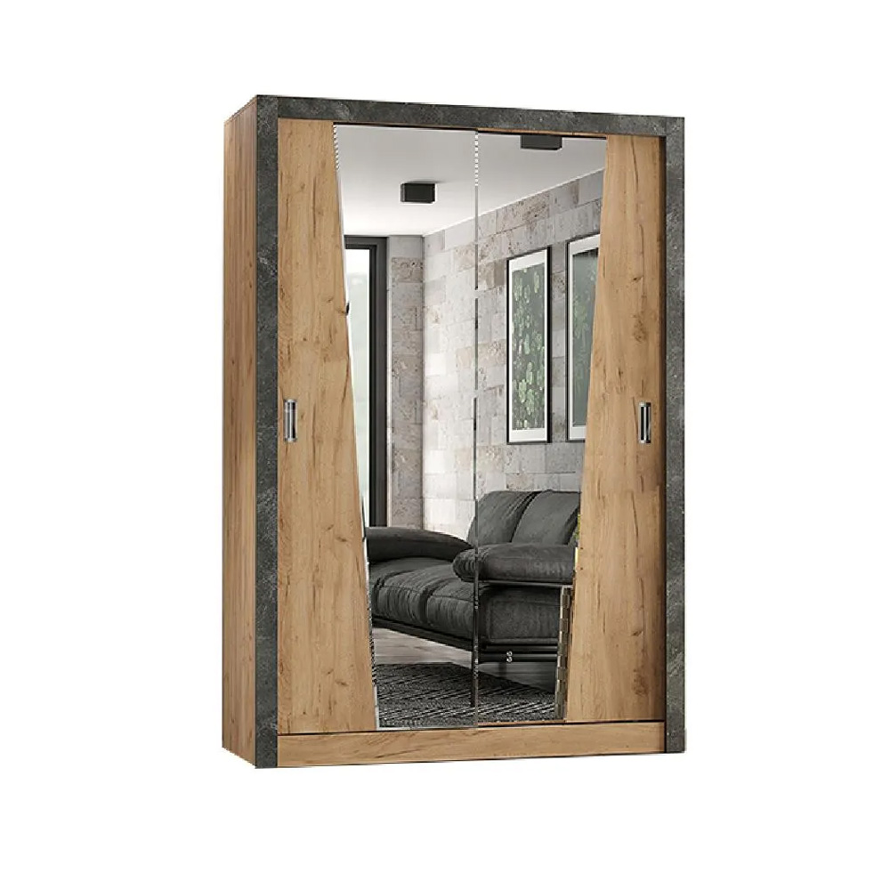 Шкаф-купе Соренто, Дуб крафт, Бетон темный