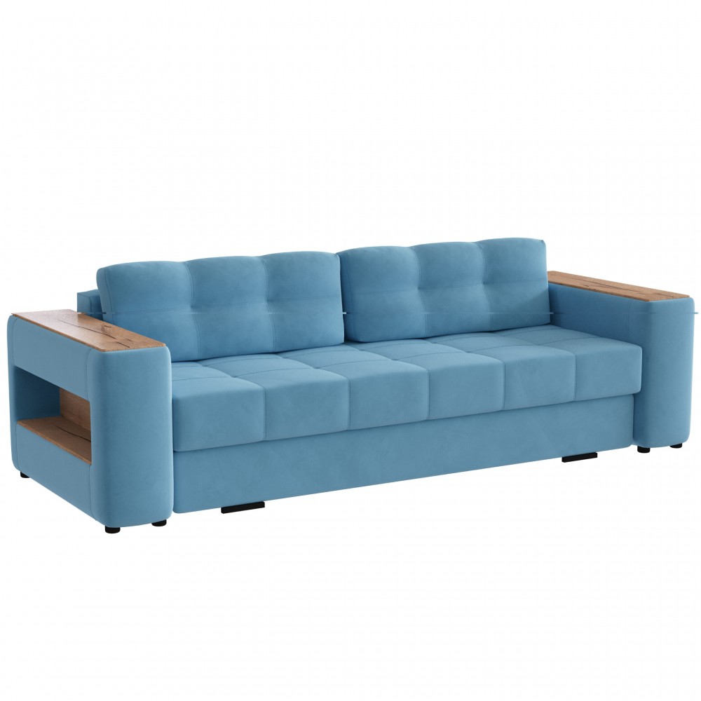 Диван раскладной Доро, светло-голубой/мдф дуб канадский