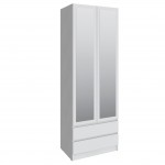 Шкаф Мадрид (0,8) с 2 ящ. без ручек с зеркалом белый