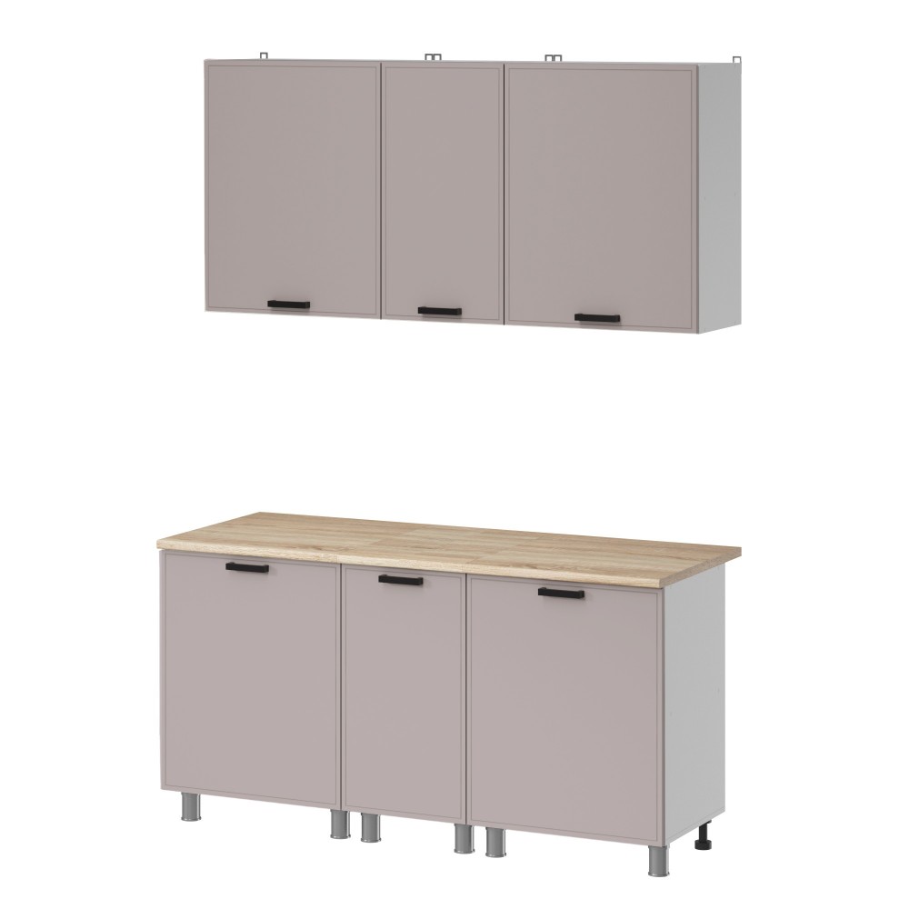 МК Аленушка 1,6м в.3 Магнолия Кашемир,скоба черный,сонома