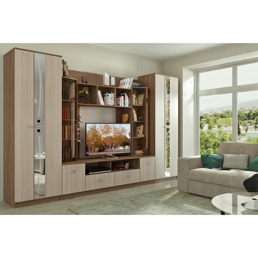 Гостиная Венеция, Ясень шимо светлый, Ясень шимо темный