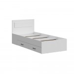 Кровать одинарная с ящиками Бали, Белый шагрень