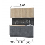 Кухня Асти. Готовый комплект 1,8 м, дуб сонома