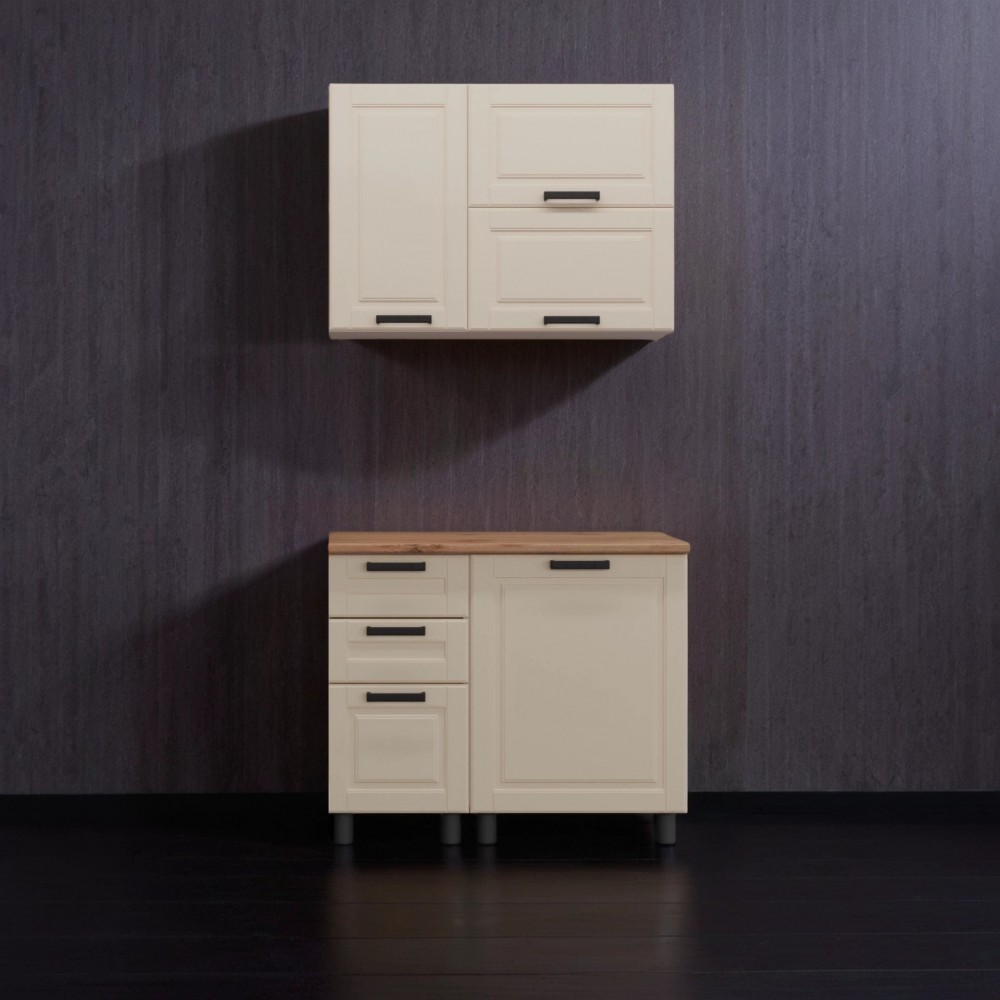 МК Аленушка 1 м с 3 ящ. Астра Крем,скоба черный,сонома