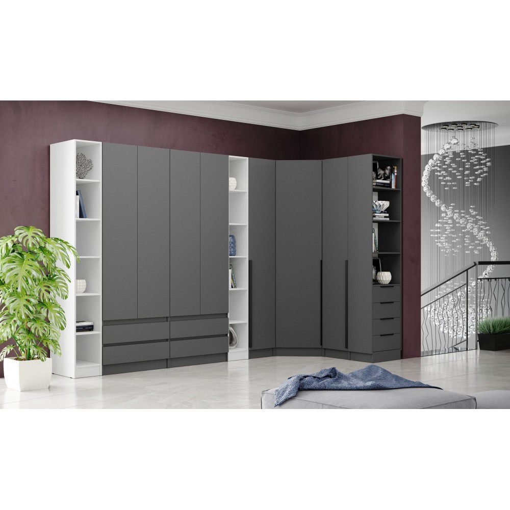 Мадрид Гардеробная система угловая 300/90/35,Графит;Белый