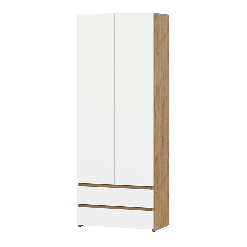 Шкаф двухстворчатый с ящиками Некст 1, Дуб золотой, Белый
