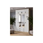 Шкаф для одежды и белья с антресолью Лагуна 160 см, Дуб Делано, Белый