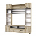 Стенка в гостиную Оскар-18 ОГЦС-1, Дуб Делано, Графит серый