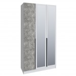 Шкаф Мадрид (1,2) с 3 ящ. внутри с зеркалом белый/ателье светлое