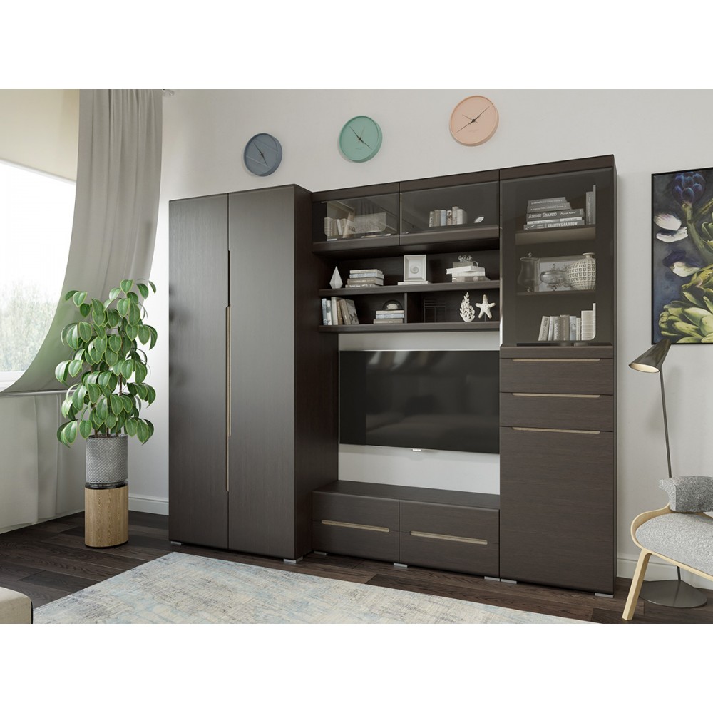 Гостиная Эколь Вариант №1, Шоколад, Венге