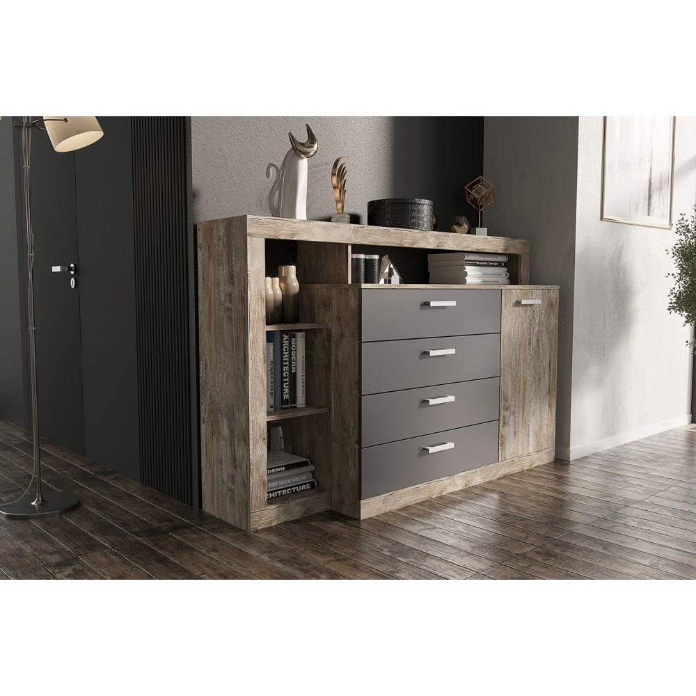 Комод Ангара, Графит, Дуб юкон