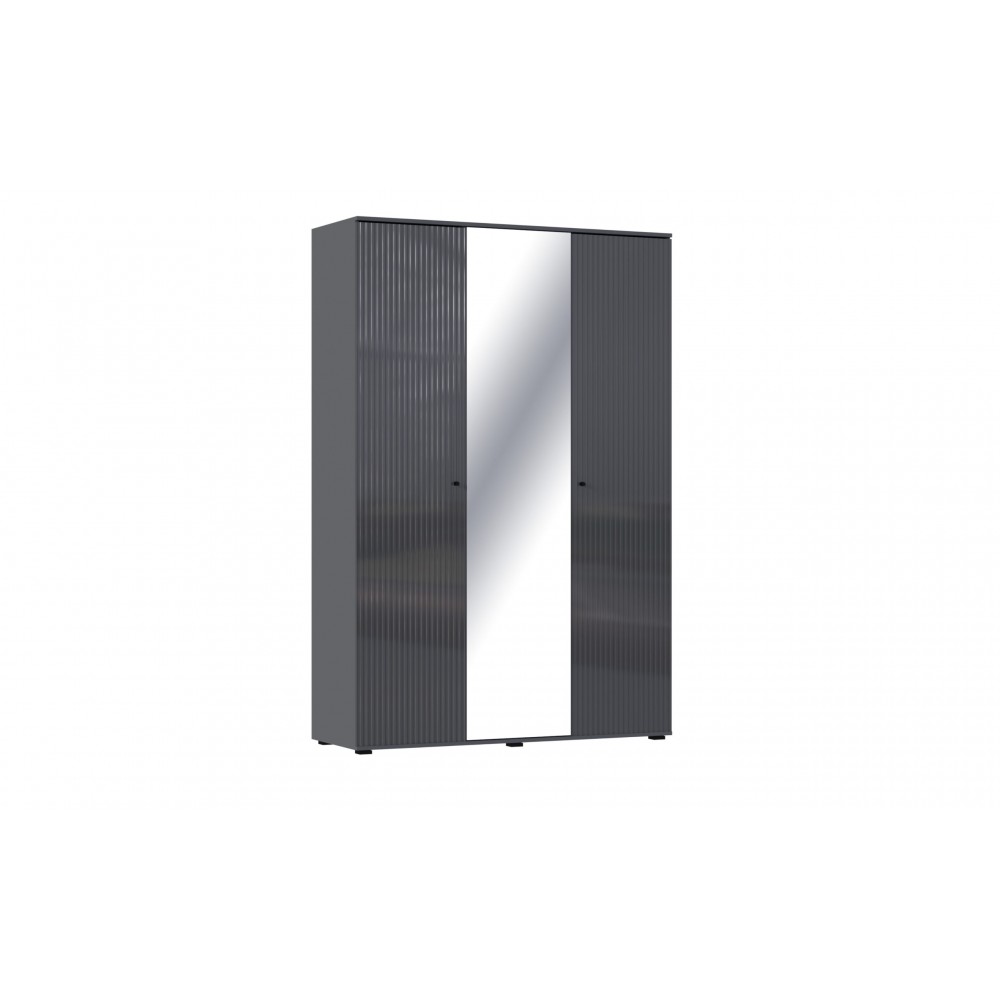 Шкаф трехстворчатый Оливия, Графит, Графит глянец