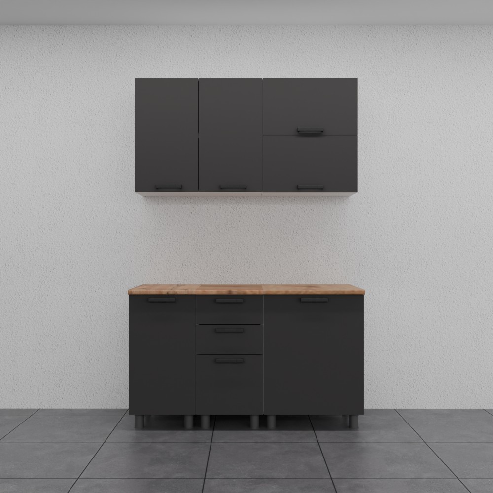 МК Аленушка 1,4м с ящ. Лаванда Сталь,скоба черный,сонома