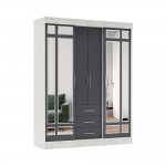 Шкаф-купе Маэстро, Дуб Крафт Белый, Графит