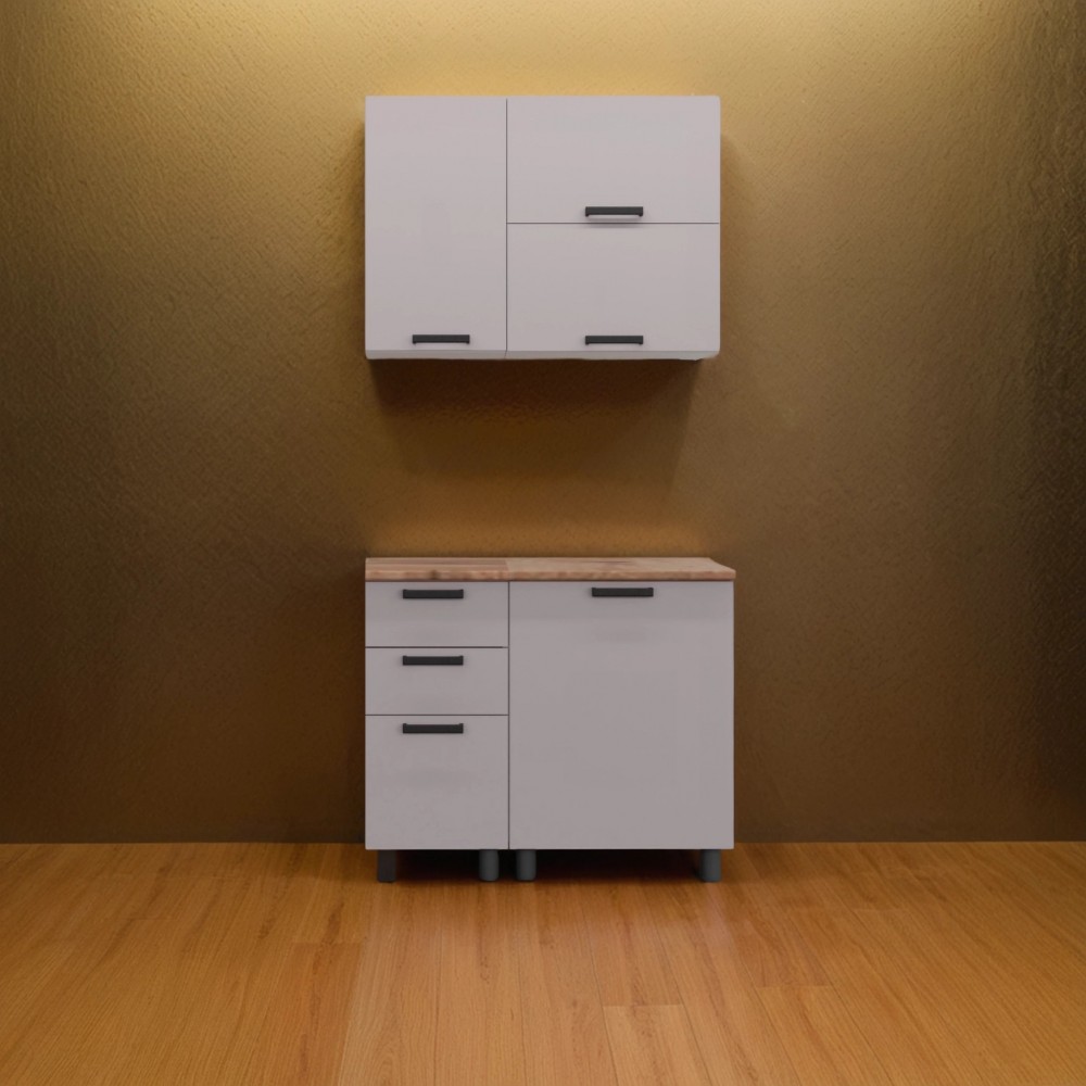 МК Аленушка 1м с 3 ящ Лаванда Кашемир,скоба черный,сонома