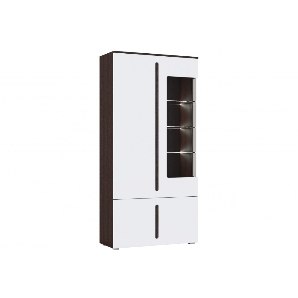 Шкаф с подсветкой Ким, Белый глянец холодный, Венге