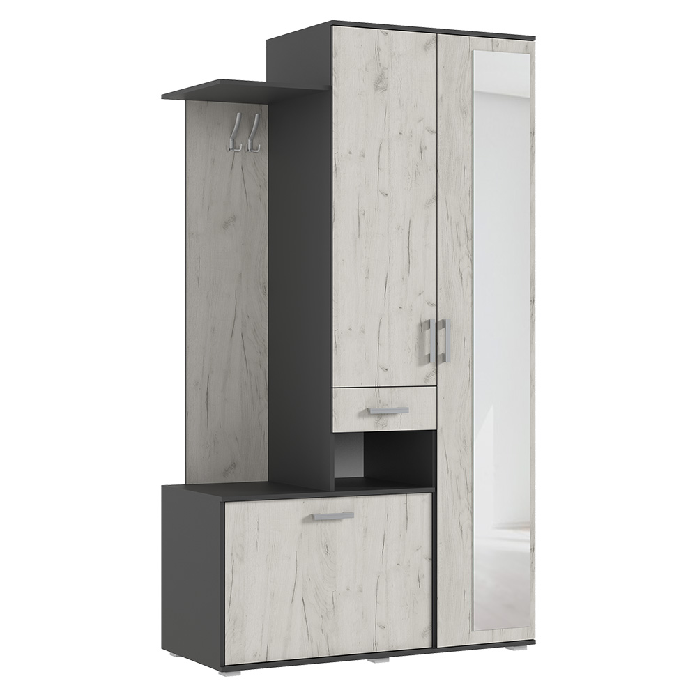 Прихожая Лира, Графит, Дуб крафт белый