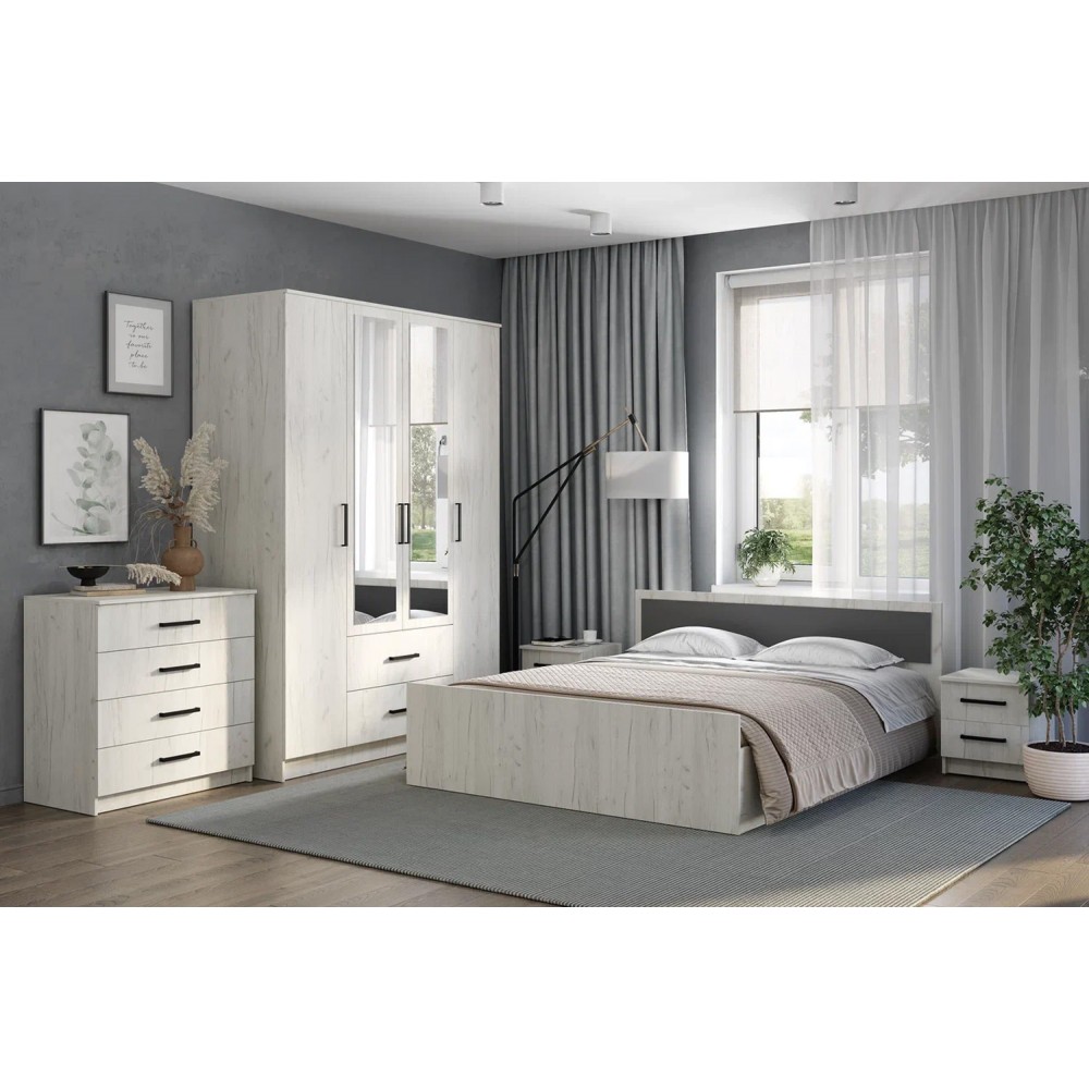 Спальня Фиеста, Дуб крафт белый. Компоновка 1