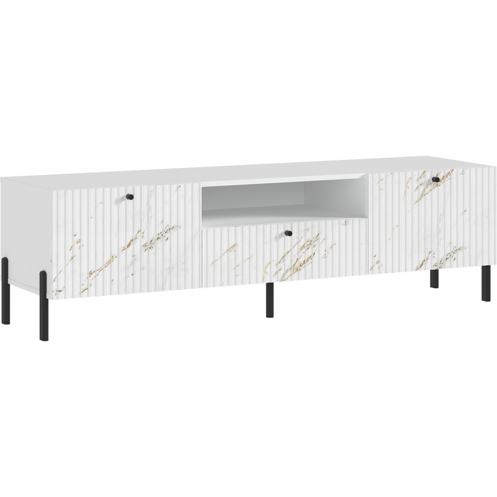 Тумба ТВ Оливия (малая) (металл), Белый, Мрамор золото