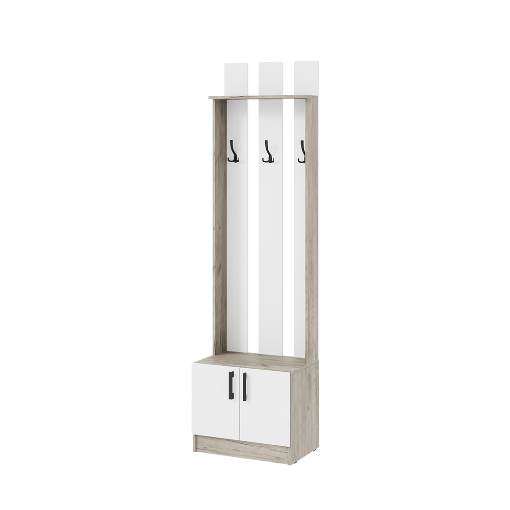 Вешалка Вега ВШ-2, Дуб крафт серый, Белый