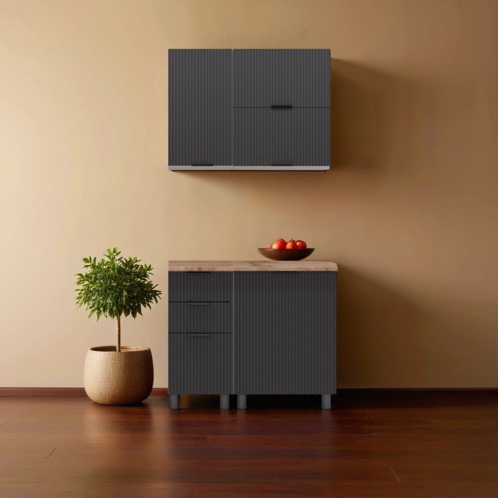 МК Аленушка 1м с 3 ящ Лотос Сталь,скоба антрацит,сонома