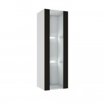 Шкаф со стеклом Флорис ШК-008, Черный глянец, Белый