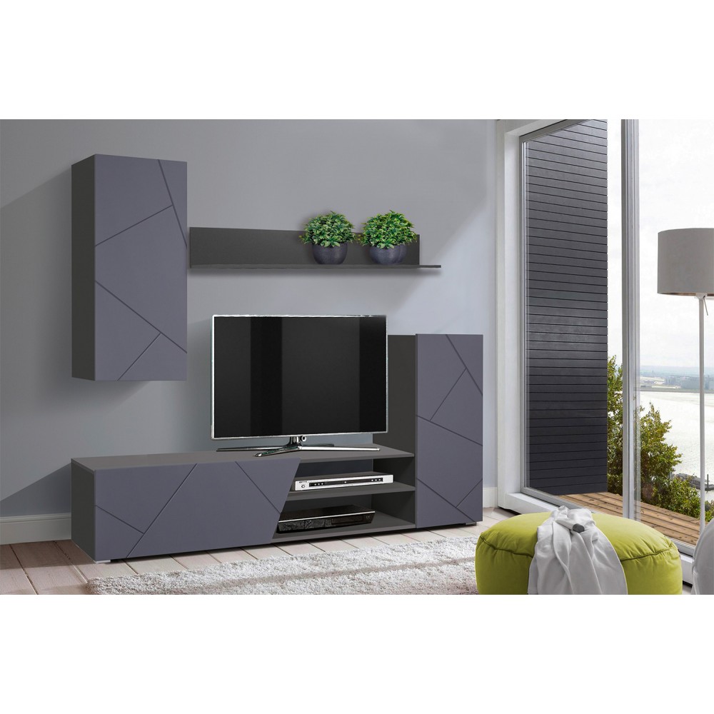 Стенка в гостиную Прага-6, Диамант серый