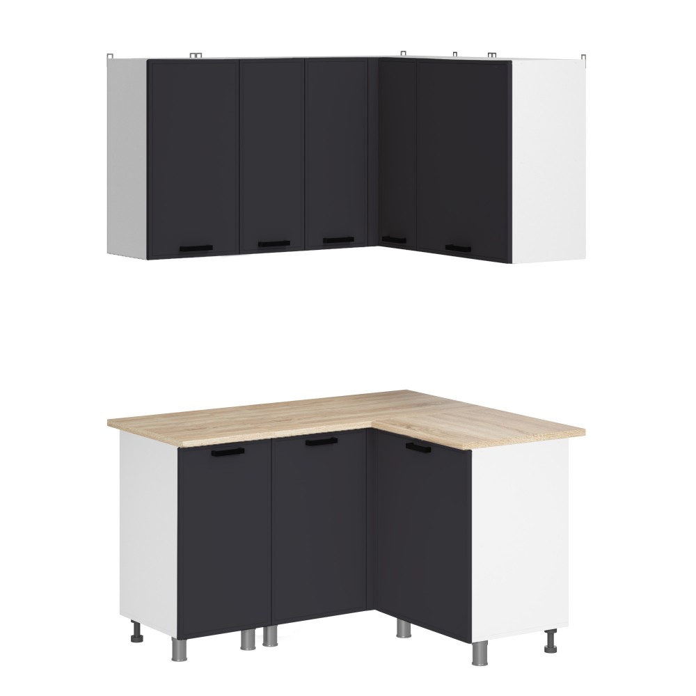 МК Аленушка Угловая Магнолия Сталь,скоба черный,сонома