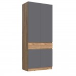 Шкаф двухстворчатый Роджина, Дуб крафт, Графит