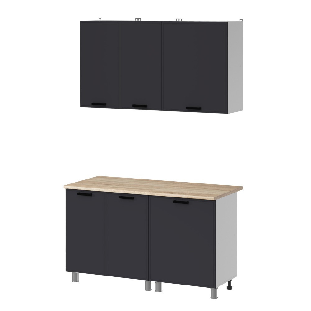 МК Аленушка 1,4м Магнолия Сталь,скоба черный,сонома