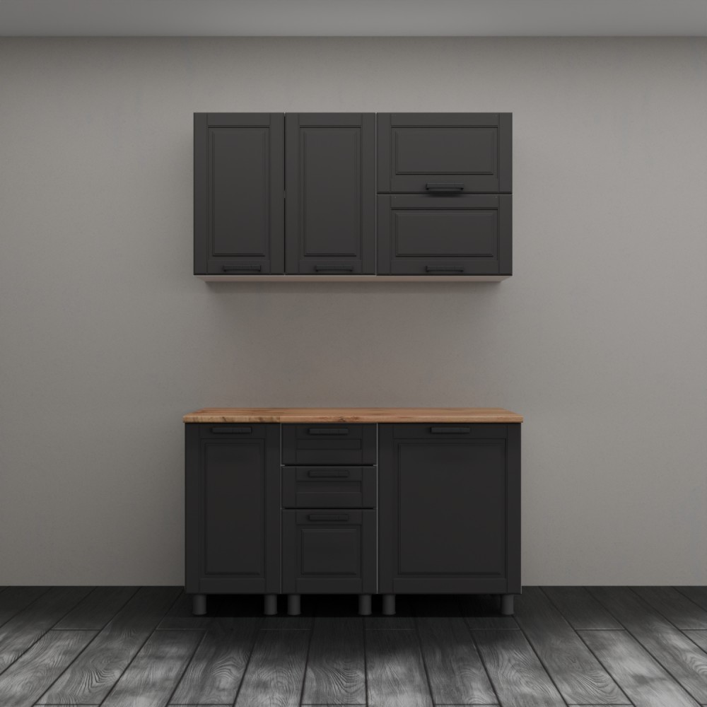 МК Аленушка 1,4м с ящ. Астра Сталь,скоба черный,сонома