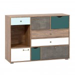 Комод Вайс 10.104, Морское дерево Винтаж, Камень Темный, Бензин, Белый премиум