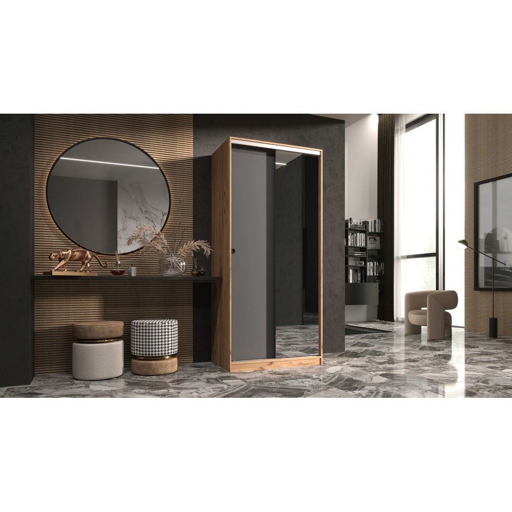 Шкаф-купе Альянс 1,0 м, Графит, Дуб крафт