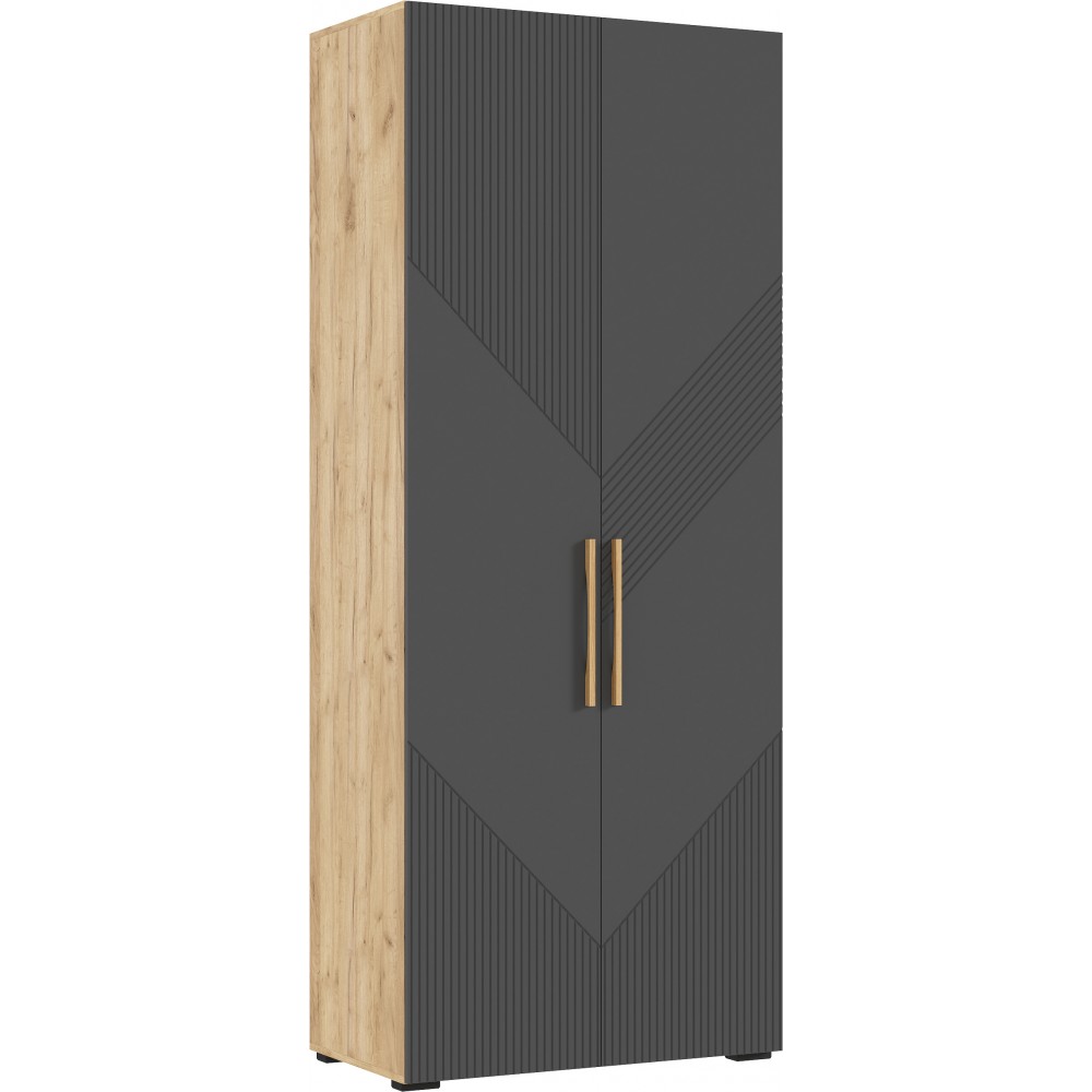 Шкаф двухстворчатый Ирис, Браш Графит, Дуб Крафт