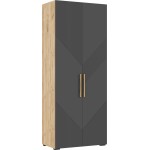 Шкаф двухстворчатый Ирис, Браш Графит, Дуб Крафт