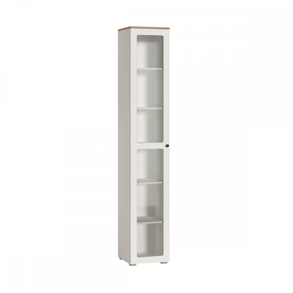 Шкаф-витрина 16.394.03 Остин Белый шагрень, Дуб Золотой