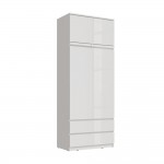 Шкаф двухстворчатый с антресолью Челси, Белый глянец холодный, Белый