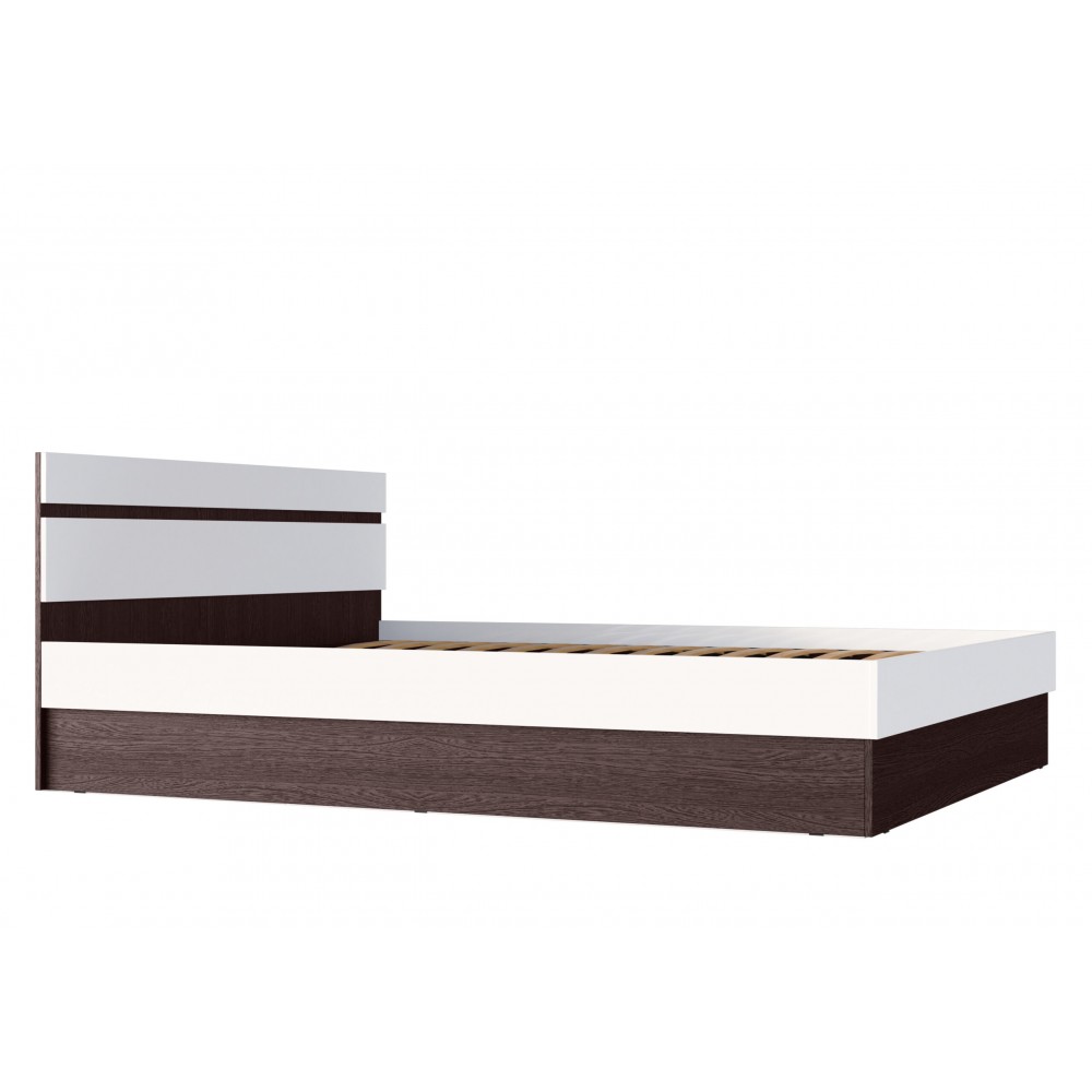Кровать с основанием Ким 1,6м, Белый глянец холодный, Венге