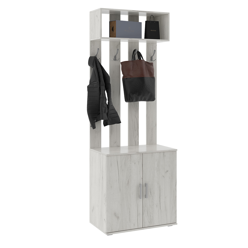 Тумба с вешалкой Ева, Дуб крафт белый