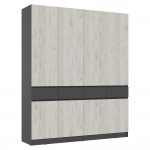 Шкаф четырехстворчатый Роджина, Графит, Дуб крафт белый