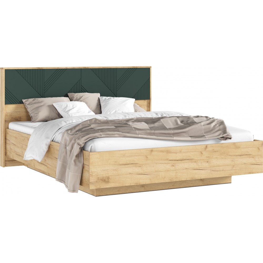 Кровать Ирис с ортопедическим основанием (металл) 1,6м, Браш Мени Грин, Дуб Крафт