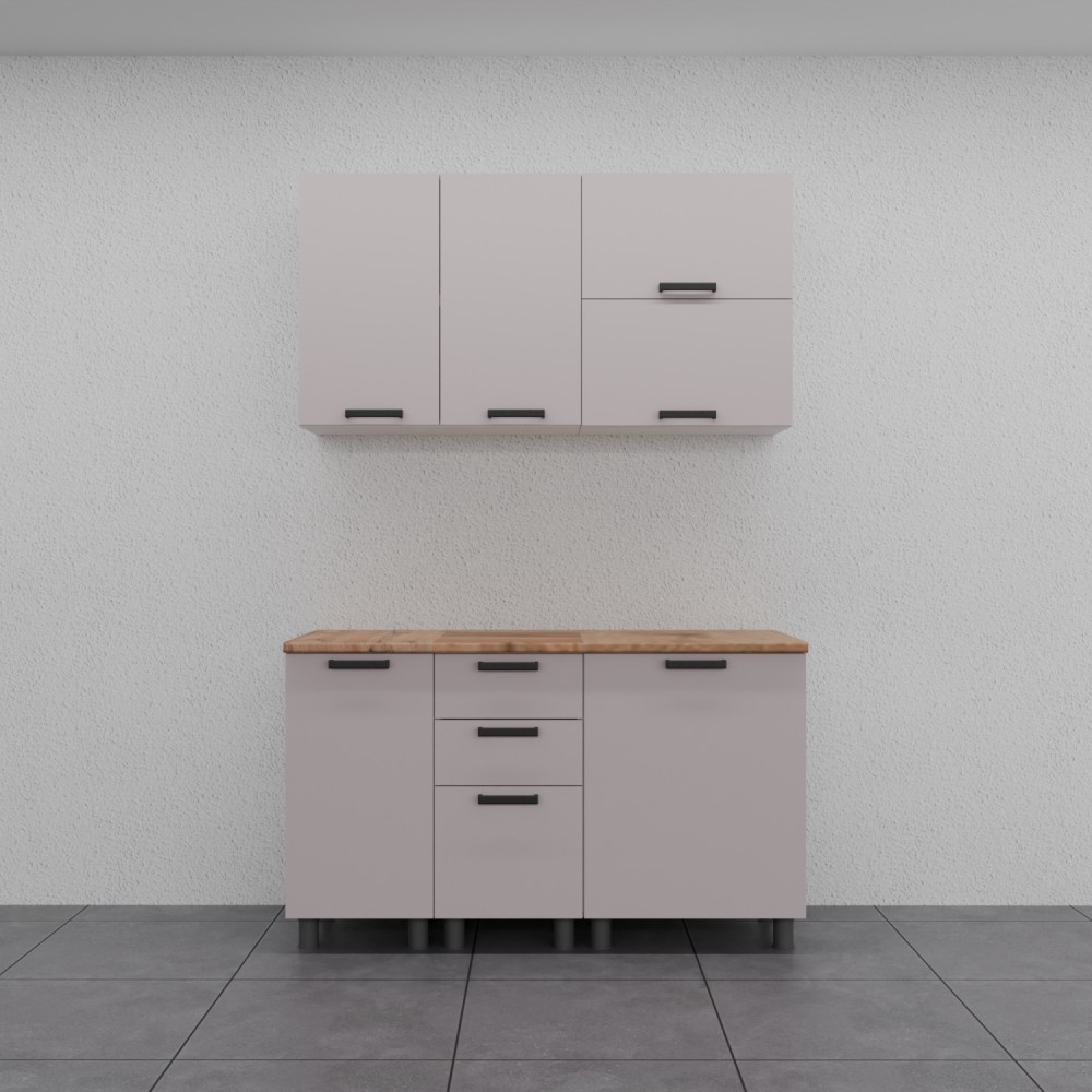 МК Аленушка 1,4м с ящ. Лаванда Кашемир,скоба черный,сонома