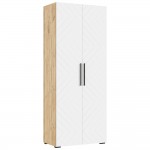 Шкаф двухстворчатый Флэш (900), Браш Вайт, Дуб крафт