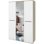 Шкаф трехстворчатый Ким, Белый глянец холодный, Сонома