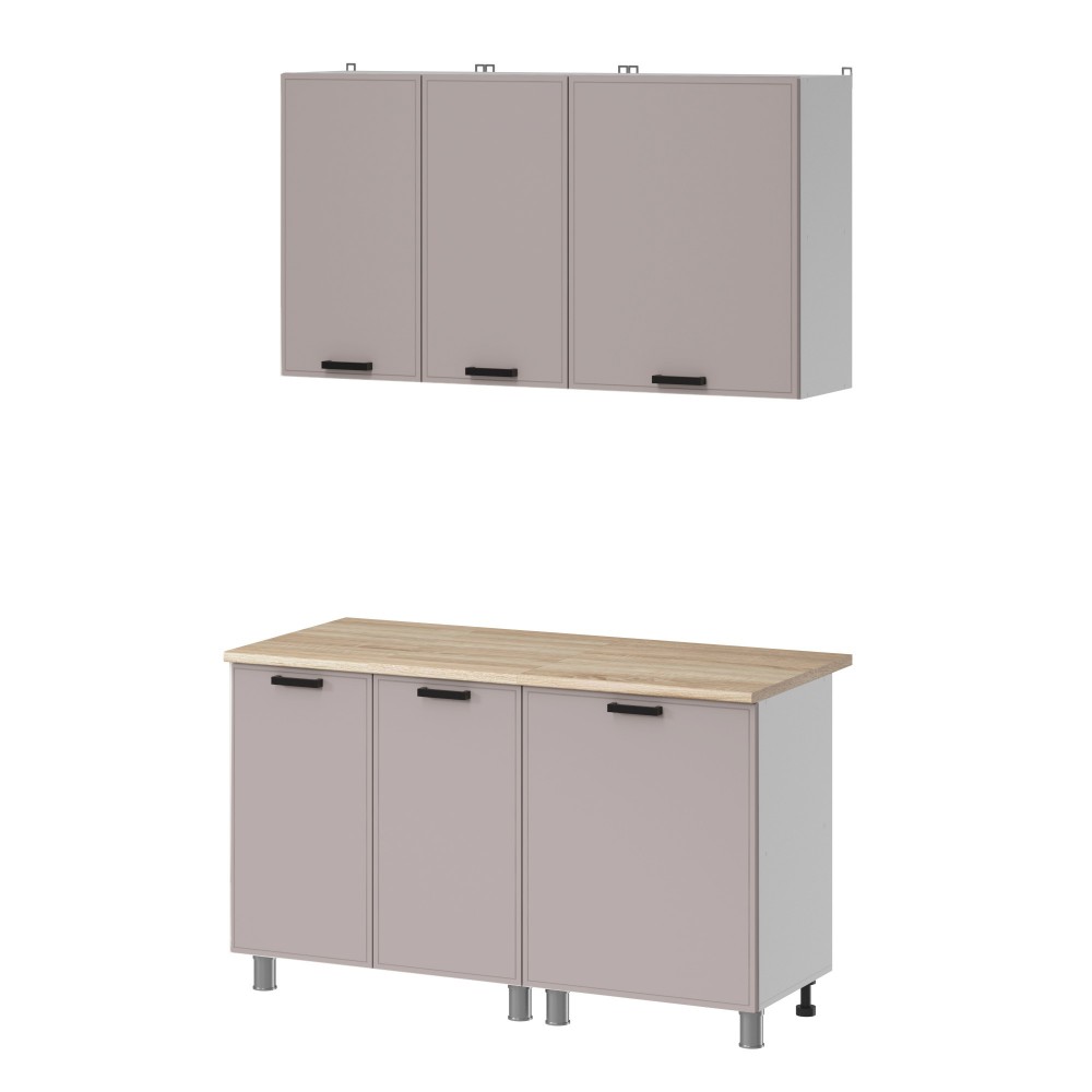 МК Аленушка 1,4м Магнолия Кашемир,скоба черный,сонома